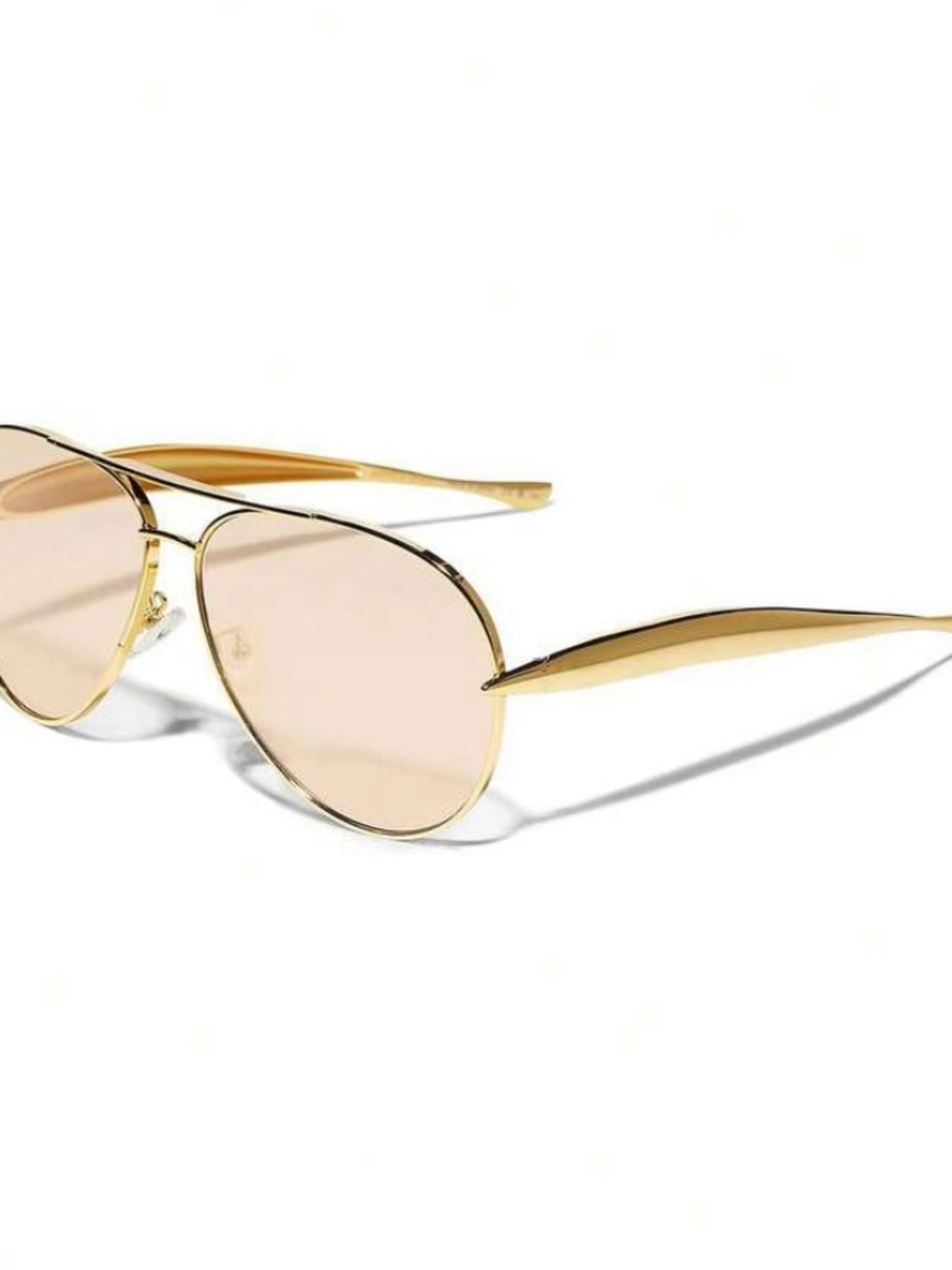 Gold Aviator Sunglasses with Light Pink Lenses